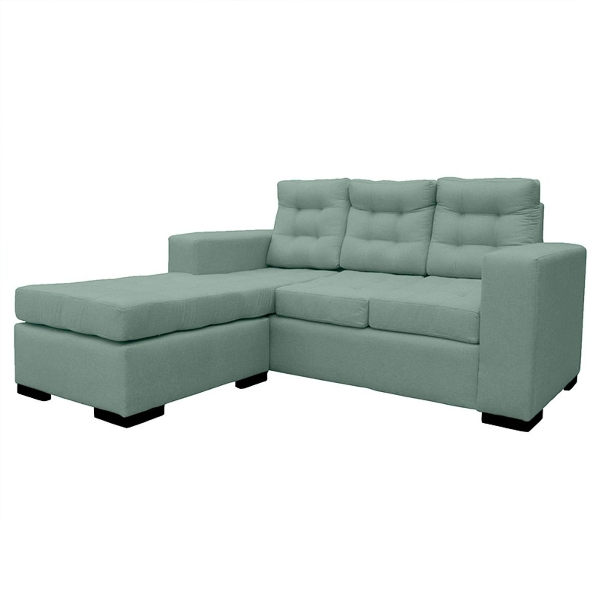 SOFAS HOME - SECCIONAL ANTU CHENILLE TIPO LINO VERDE 3 CUERPOS