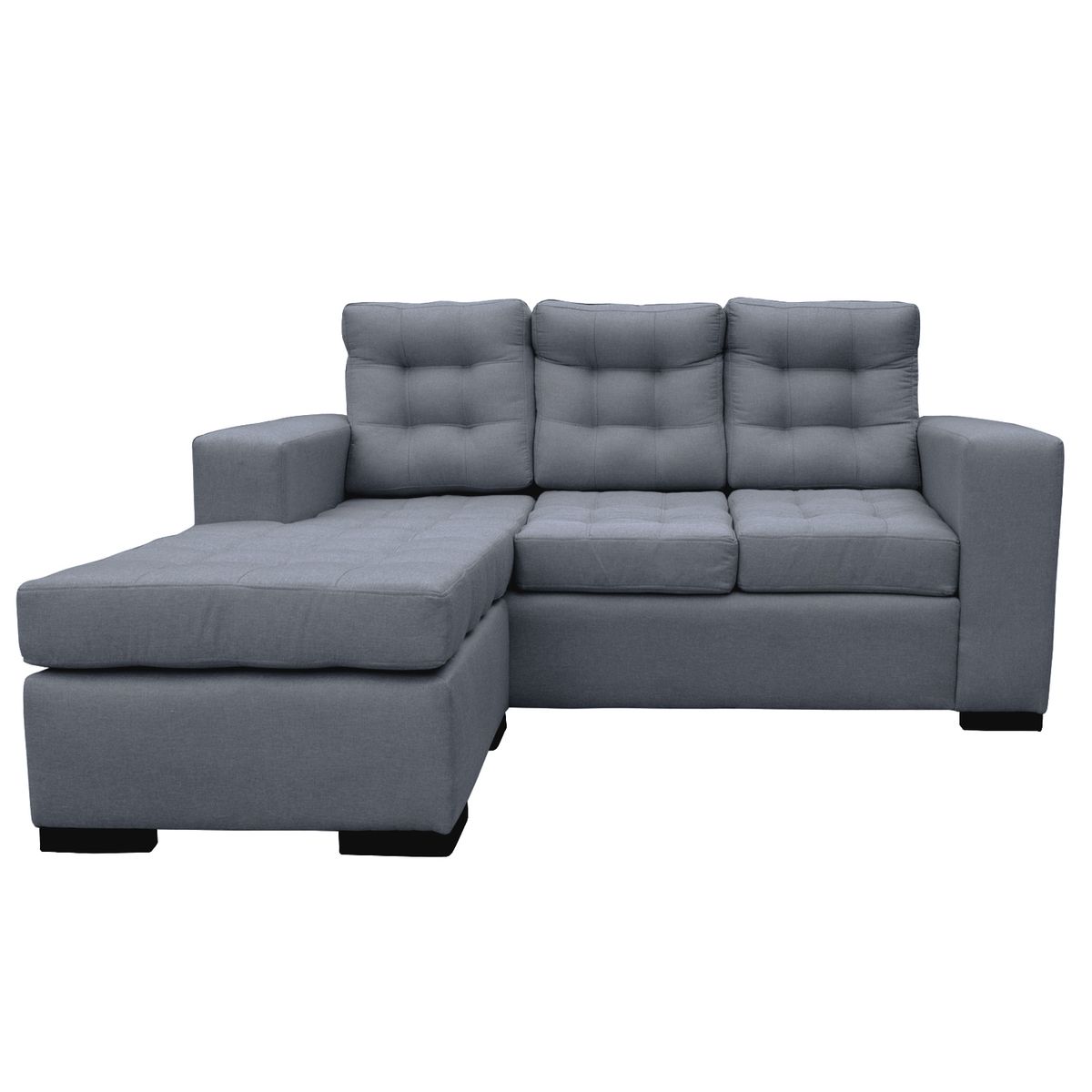 SOFAS HOME - SECCIONAL ANTU FELPA GRIS 3 CUERPOS