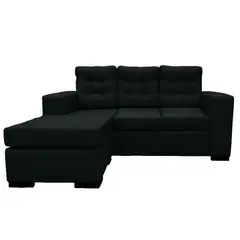 SOFAS HOME - SECCIONAL ANTU FELPA NEGRO 3 CUERPOS