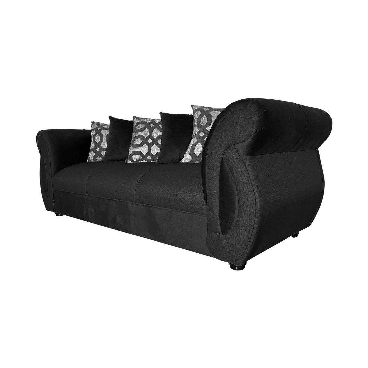 SOFAS HOME - SOFA NEW DOMINGA NEGRO 3 CUERPOS