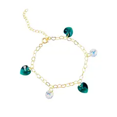 JOYAS MONTERO - Pulsera Romance Gold Baño de Oro 24k Cristal Genuinos Emerald Shimmer