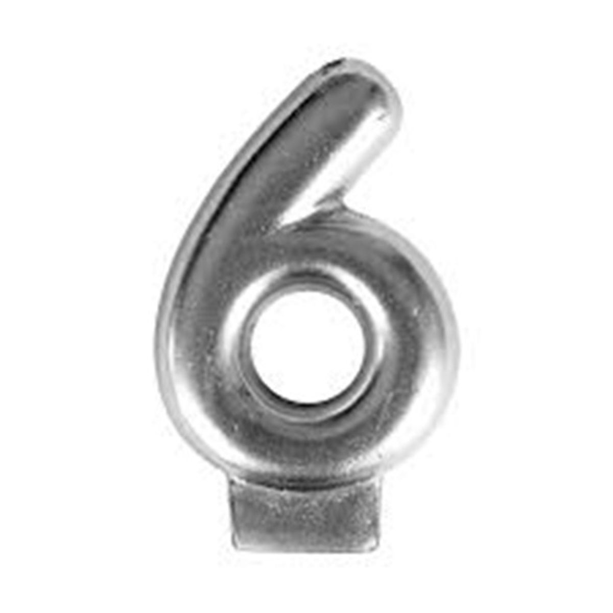 GENERICO - Vela número 6 metálica plateada