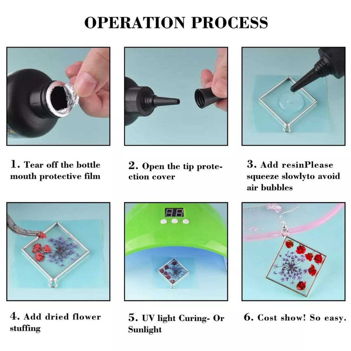 GENERICO - Resina Uv Cristal Curado Ultravioleta Bisuterías Joyas 200g…