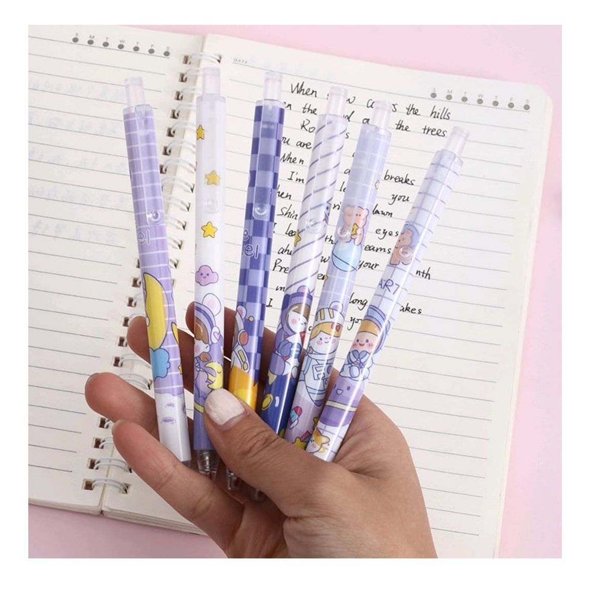 GENERICO - Set 6 Lápices Tinta 0.5 Astronauta kawaii Cute…