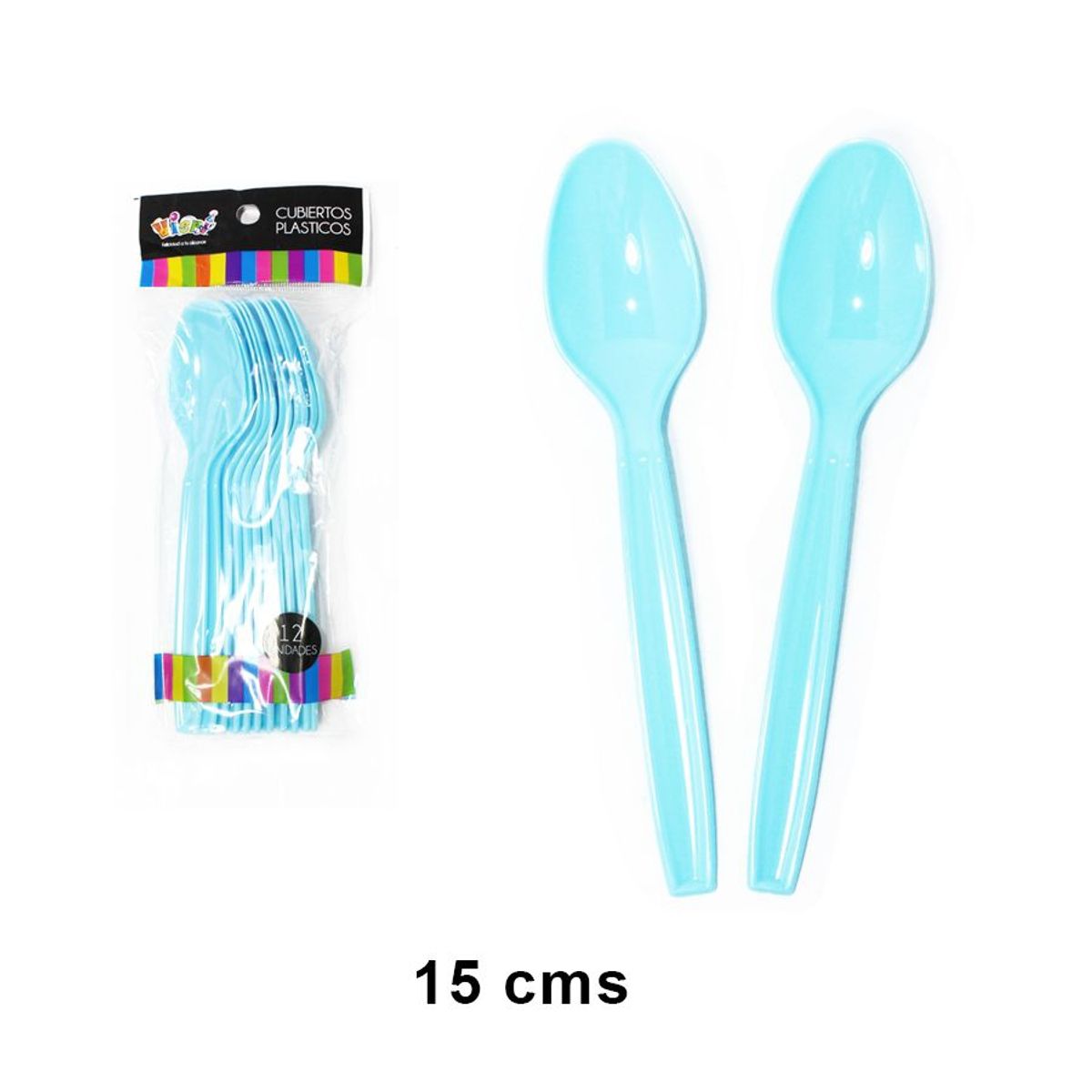 GENERICO - Set 12 cucharas plásticas celestes