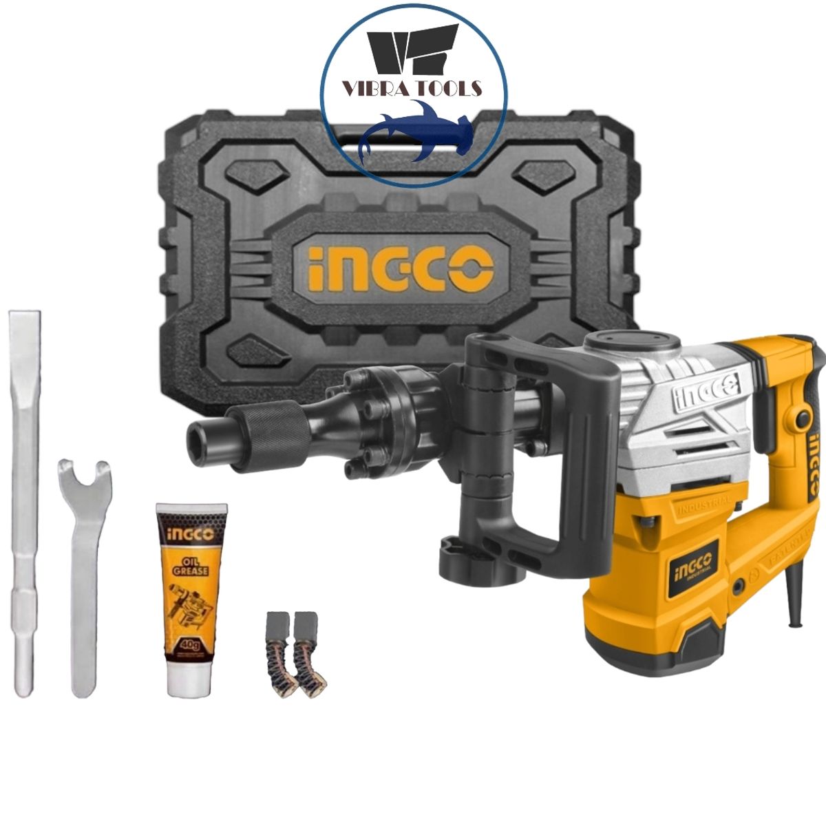 INGCO - Martillo Demoledor Industrial 1300 W Ingco 20 J + Malet+ Acc