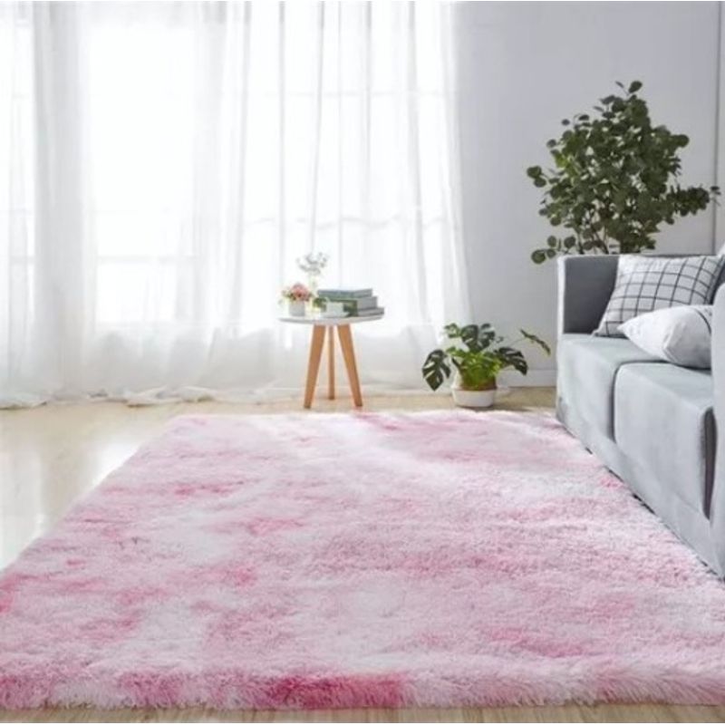 BJ HOGAR - Alfombra Peluda 180cm X 200cm Rosado Jaspeado