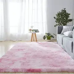 BJ HOGAR - Alfombra Peluda 180cm X 200cm Rosado Jaspeado
