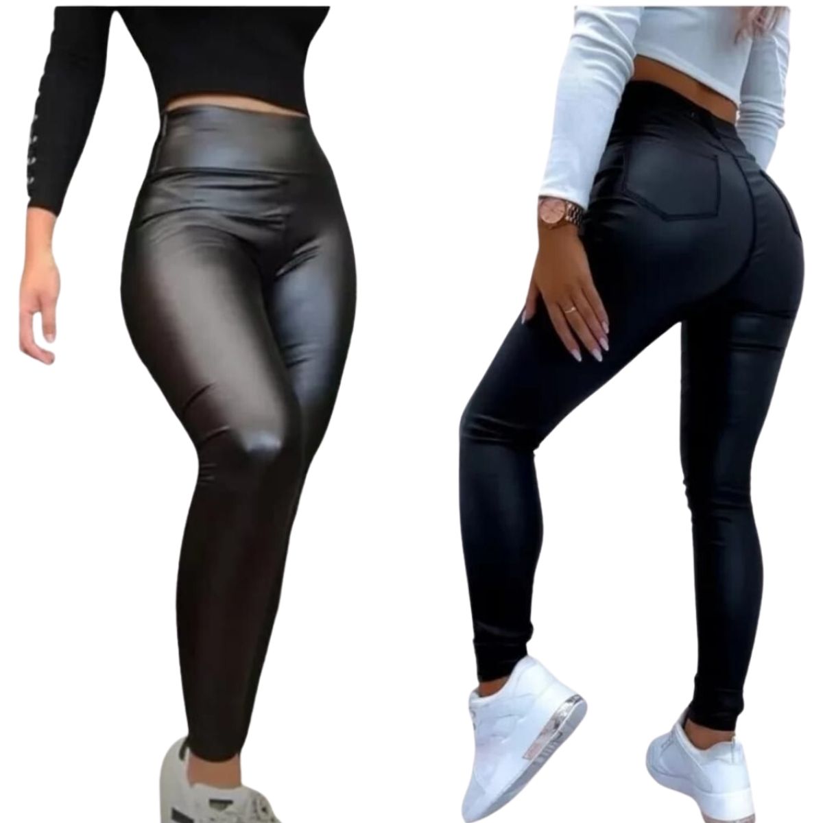 GENERICO - PANTALON  CALZA  TIRO ALTO CON BOLSILLOS  DE CUERINA