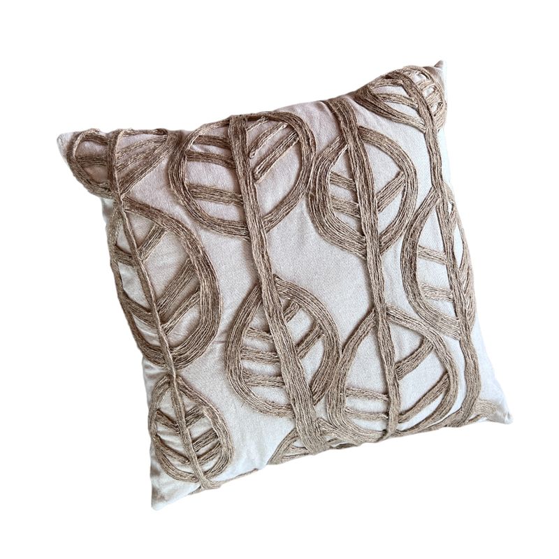MANDIRHOME - Funda de Cojín Natural Rústico Arpillera Yute Hoja Redonda Cuadrada