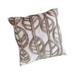 MANDIRHOME - Funda de Cojín Natural Rústico Arpillera Yute Hoja Redonda Cuadrada