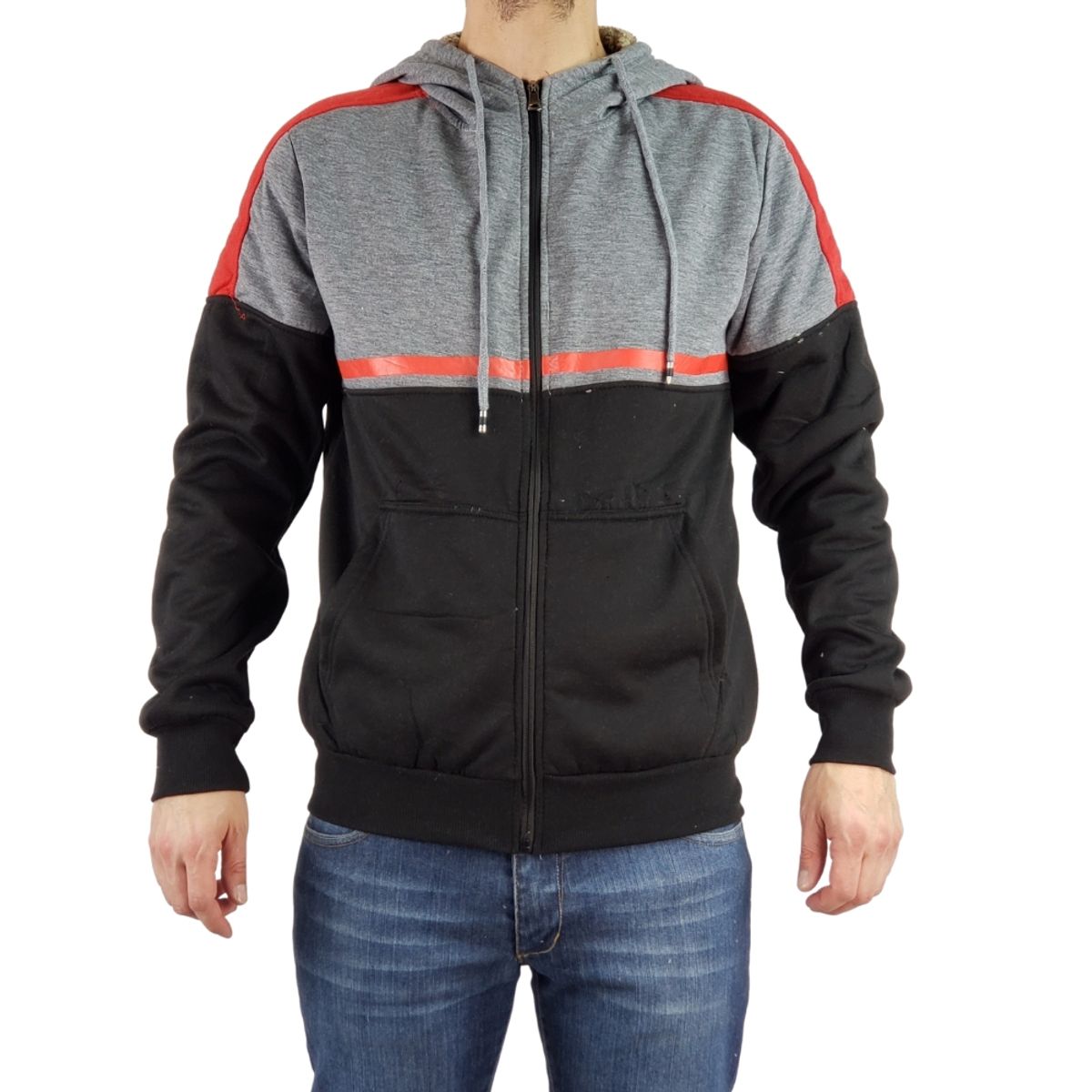 LOOK SHOP - Polerón Chaqueta Hombre Invierno Forro Piel Con Gorro. 142