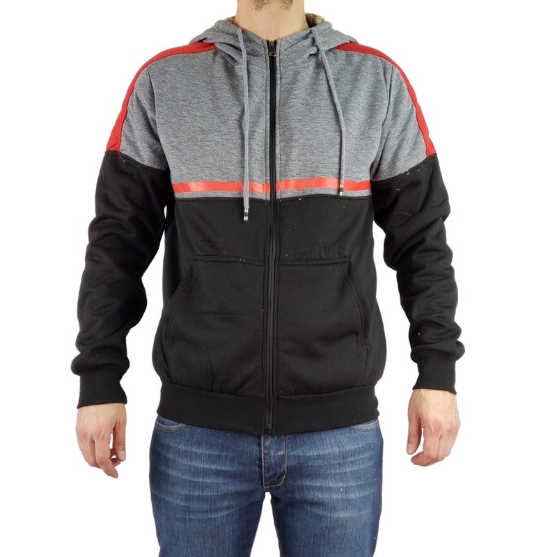 MPROPIA - Polerón Chaqueta Hombre Invierno Forro Piel Con Gorro. 142