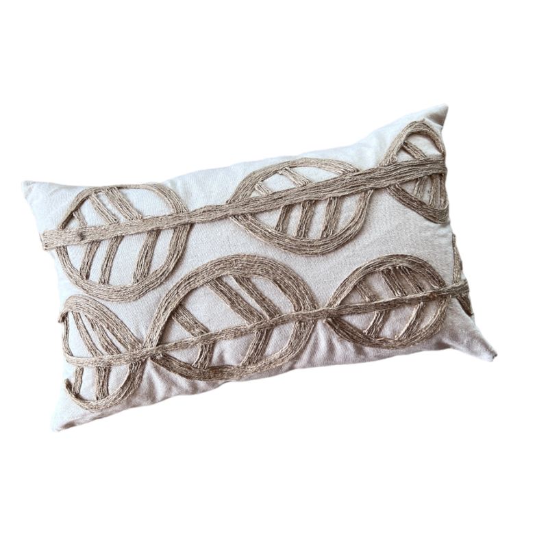 MANDIRHOME - Funda de Cojín Natural Rústico Arpillera Yute Hoja Redonda Rectangular