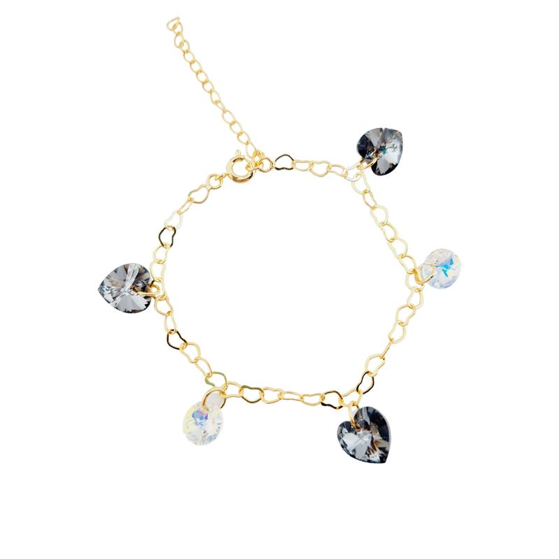 JOYAS MONTERO - Pulsera Romance Gold Baño de Oro 24k Cristal Genuinos Silver Night.-