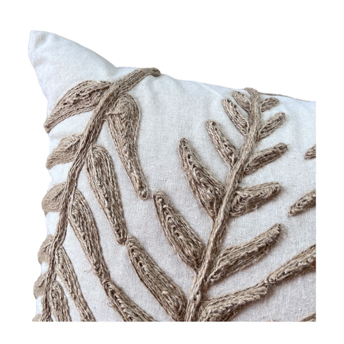 MANDIRHOME - Funda de Cojín Natural Rústico Arpillera Yute Hoja Alargada Cuadrada