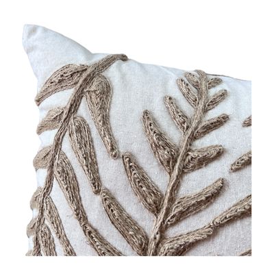 Imagen 2 del producto Funda de Cojín Natural Rústico Arpillera Yute Hoja Alargada Cuadrada