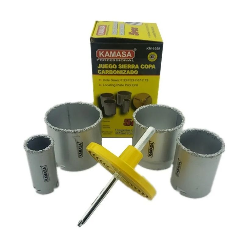 KAMASA - Juego De Broca Sierra Copa Diamantada 5 Piezas 33-73mm Km