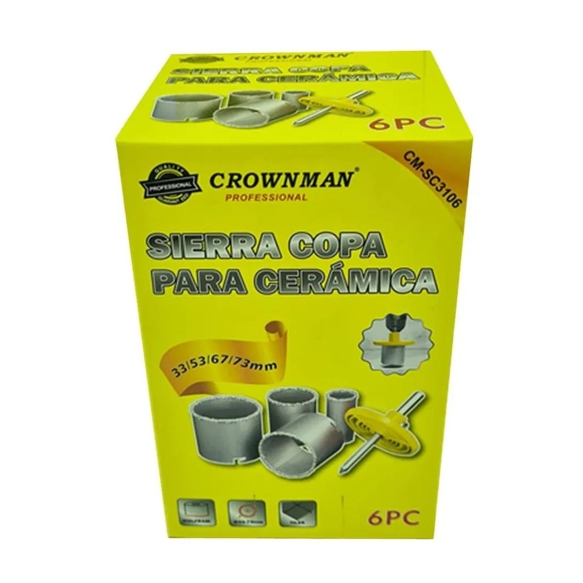 GENERICO - Kit Juego De Broca Sierra Copa Diamantada 6 Piezas Crownman