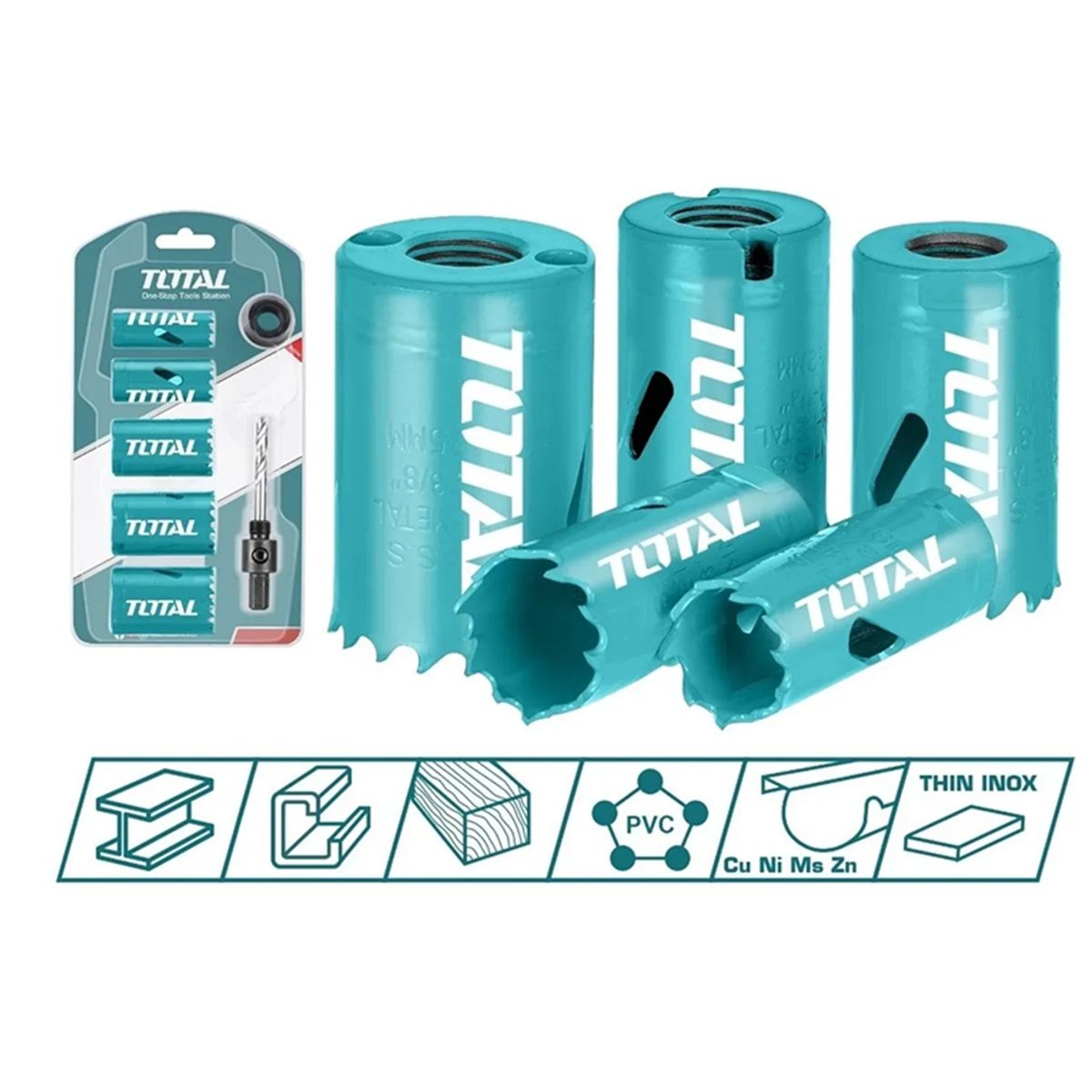 TOTAL TOOLS - Kit Set Juego Sierra Copa Bi-metal 7 Piezas