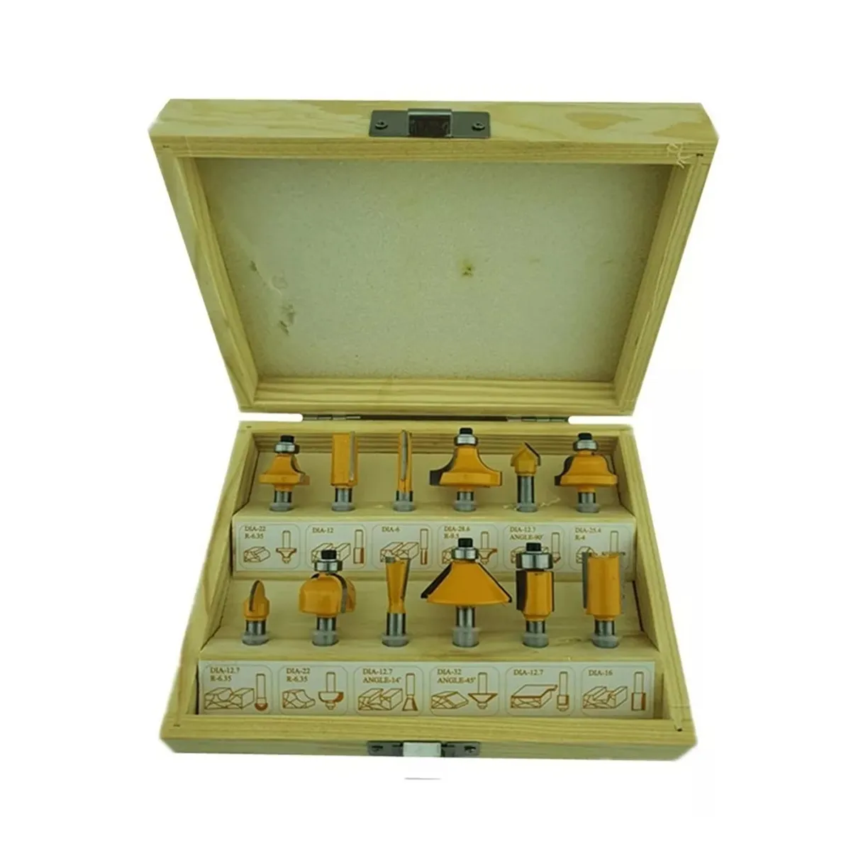 GENERICO - Set Fresas Madera 12 Piezas 1/4 Fresadora Tupi Router Crownman