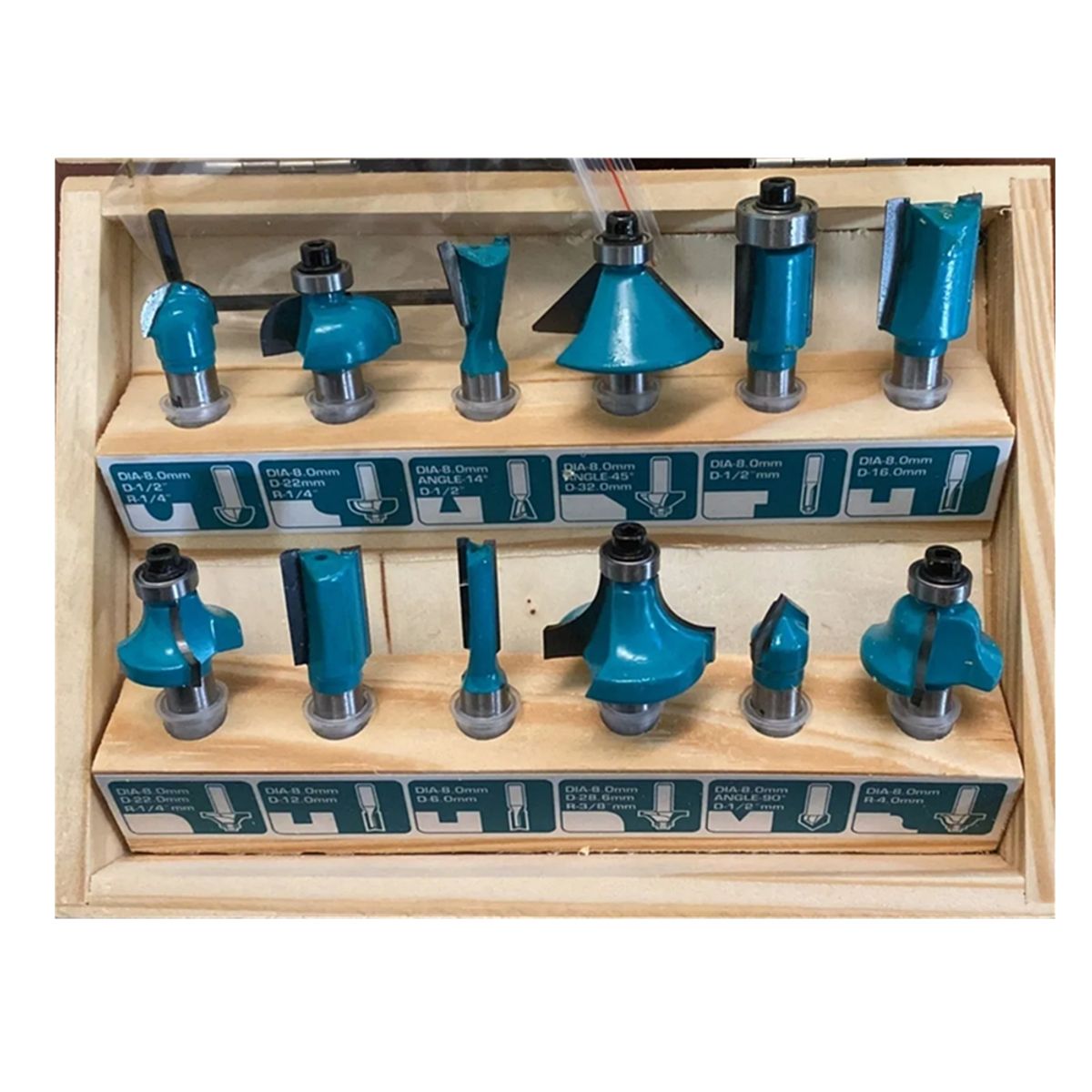 TOTAL TOOLS - Kit Set Juego De Fresas 12 Piezas 8mm Tupi Router