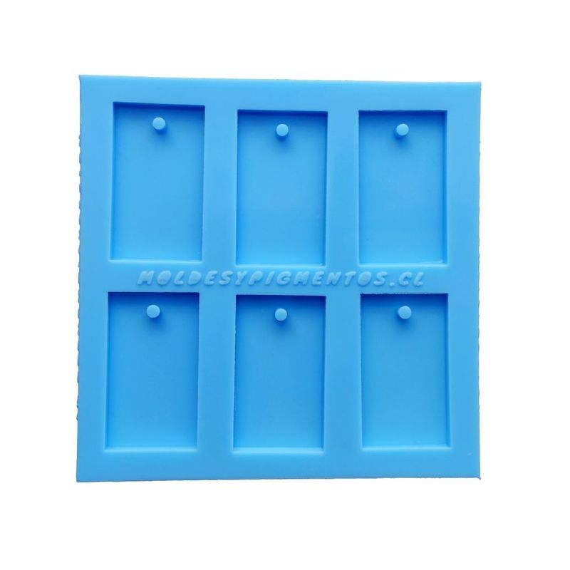 GENERICO - Molde Set 6 Llaveros Rectangular 5cm Para Resina Epóxica
