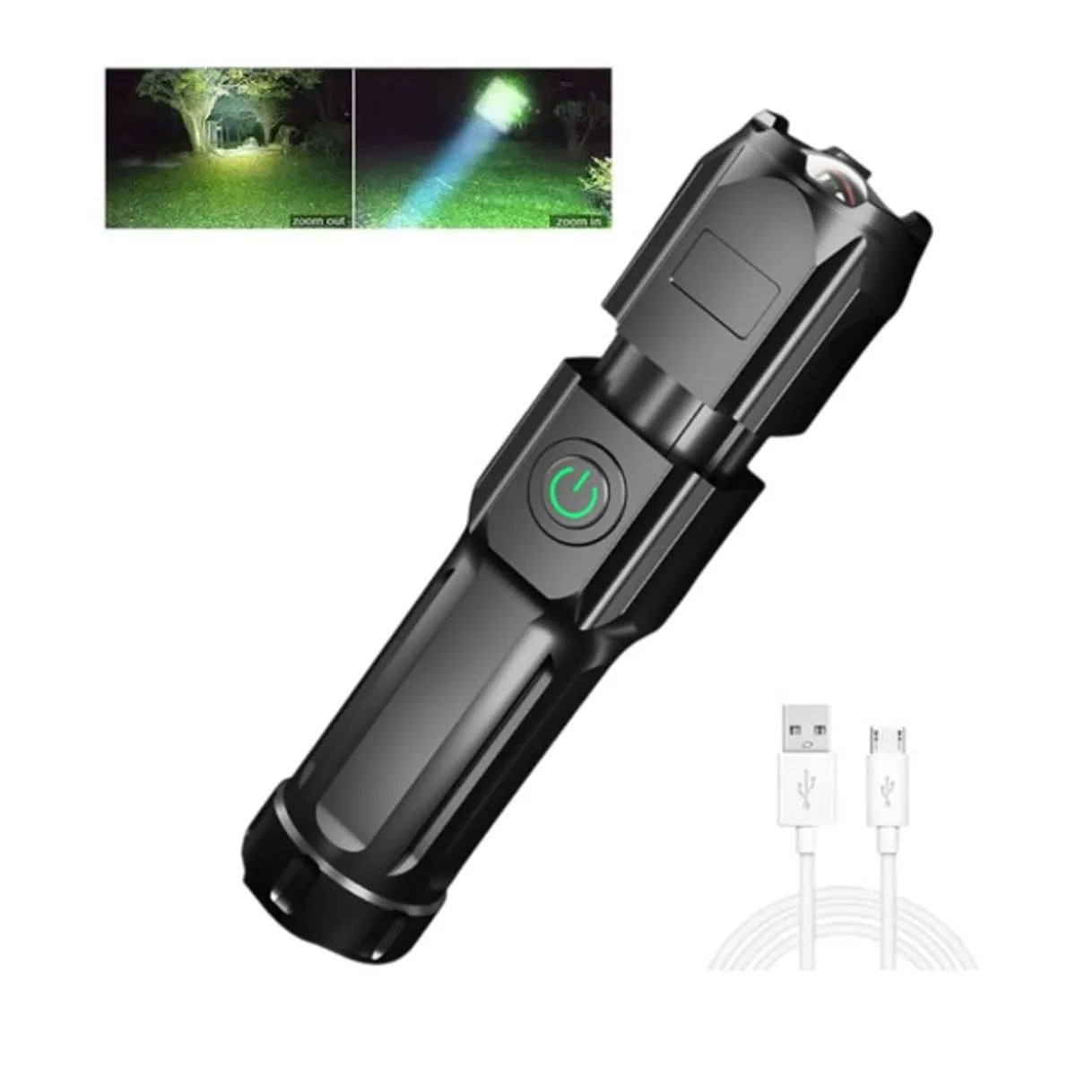 KUANGYE - Linterna De Luz Potente Recargable Impermeable Zoom 500m