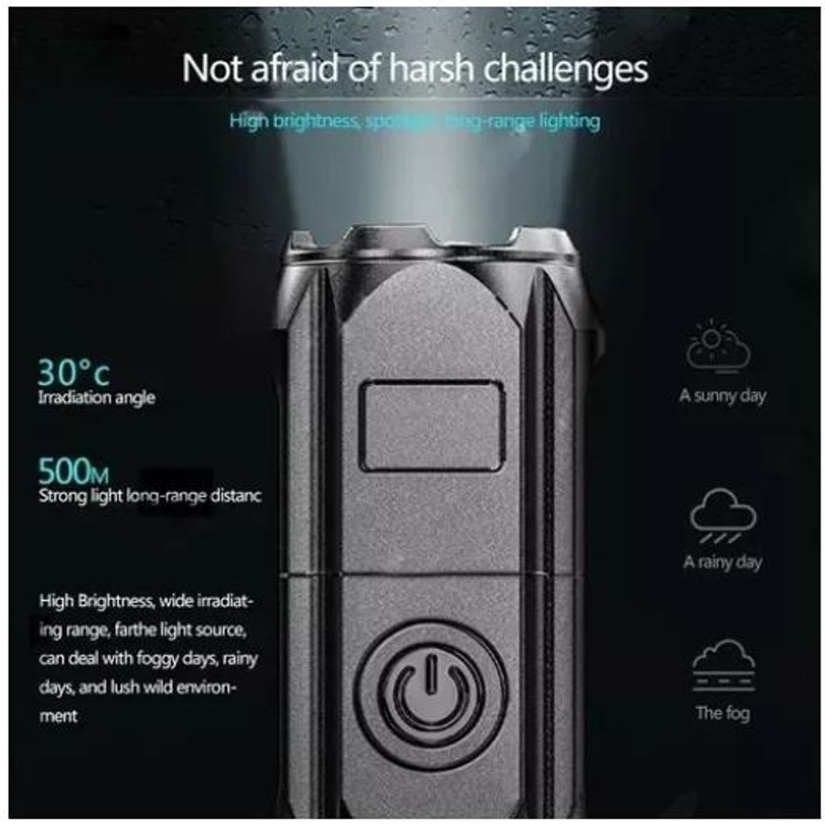 KUANGYE - Linterna De Luz Potente Recargable Impermeable Zoom 500m