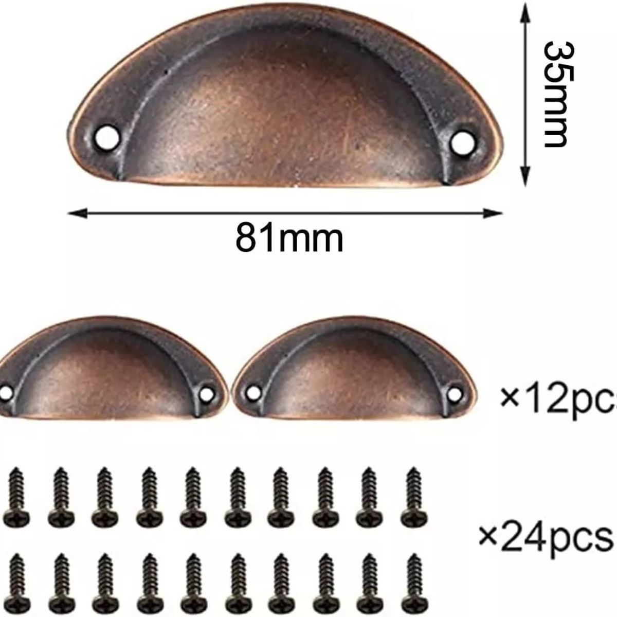 KUANGYE - 12 Unids Tiradores De Cajón Mueble Manilla Mango Con Tornillos