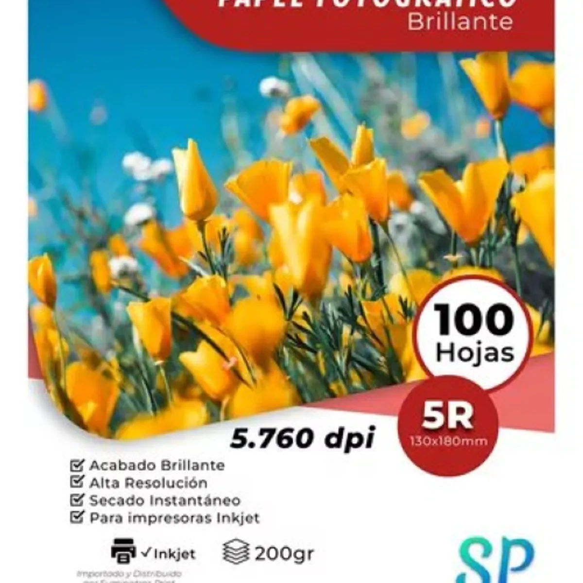 GENERICO - Papel Fotográfico Glossy 200 g 5R 13 X 18 X 100 Hojas