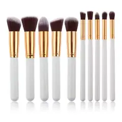 ESHOPANGIE - Set Brochas Maquillaje Profesional 10 Unidades Blanco