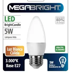 MEGABRIGHT - Ampolleta LED C37 VELA 5W 3000K E-27