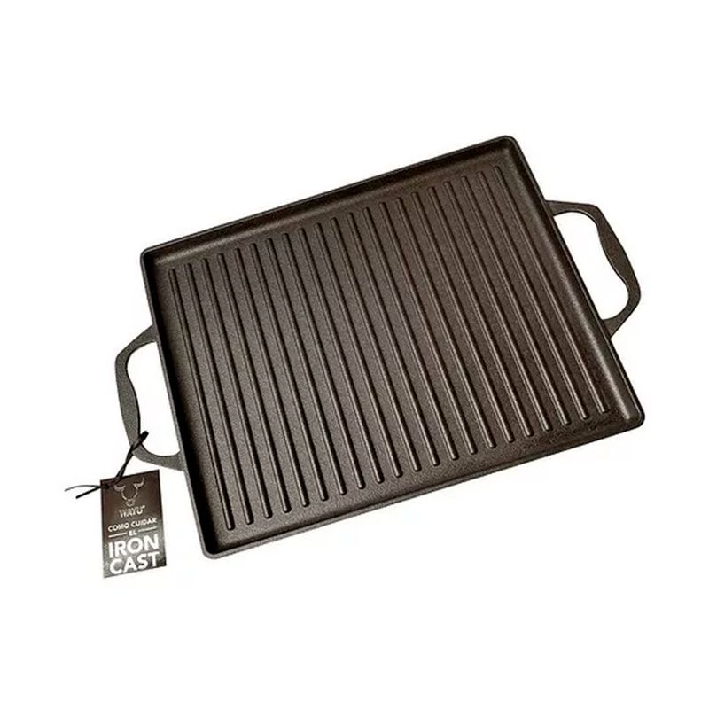 GENERICO - Plancha Churrasquera Fierro Fundido 44x28 Con Asas