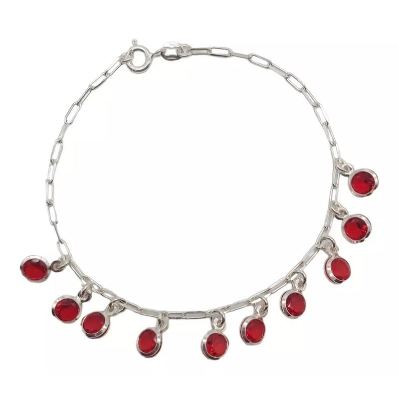 GENERICO - Pulsera plata 925 Mujer Italiana con Circones rojos