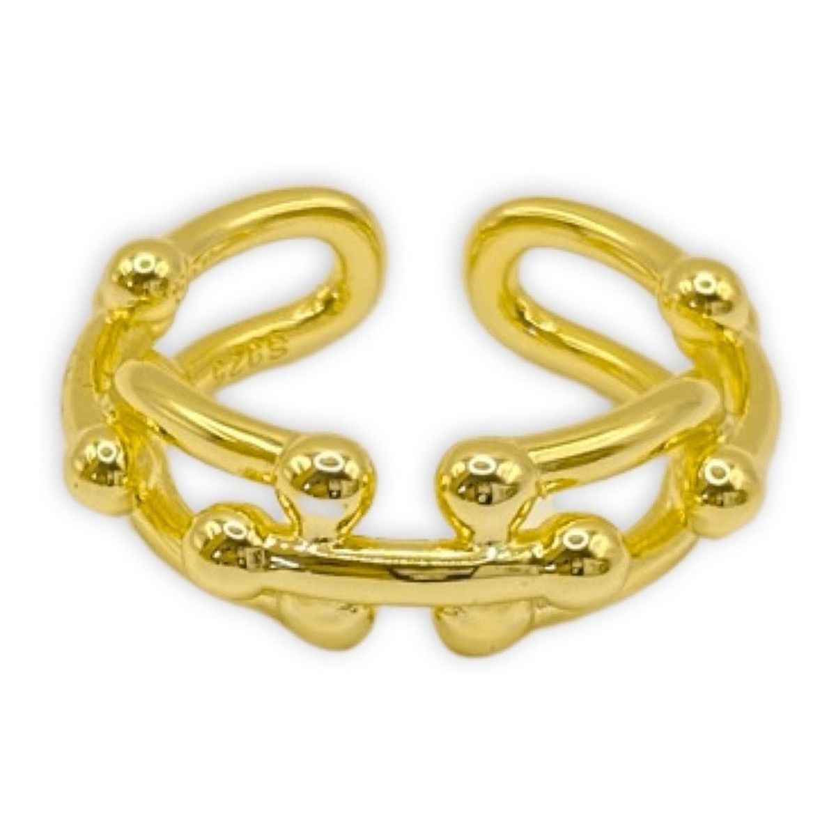 GENERICO - Anillo Juvenil Ajustable Entrelazado U  Plata S925 Baño Oro