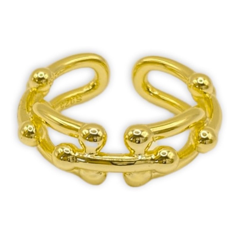 GENERICO - Anillo Juvenil Ajustable Entrelazado U  Plata S925 Baño Oro