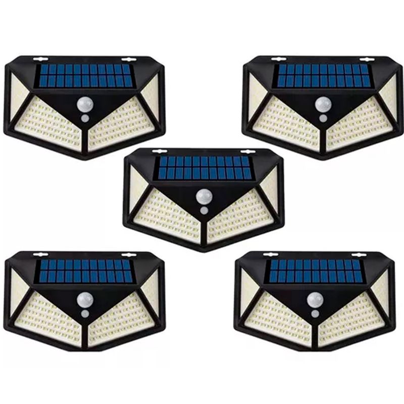 ESHOPANGIE - Pack 5 Lampara Solar 100 Led Exterior Sensor De Movimiento