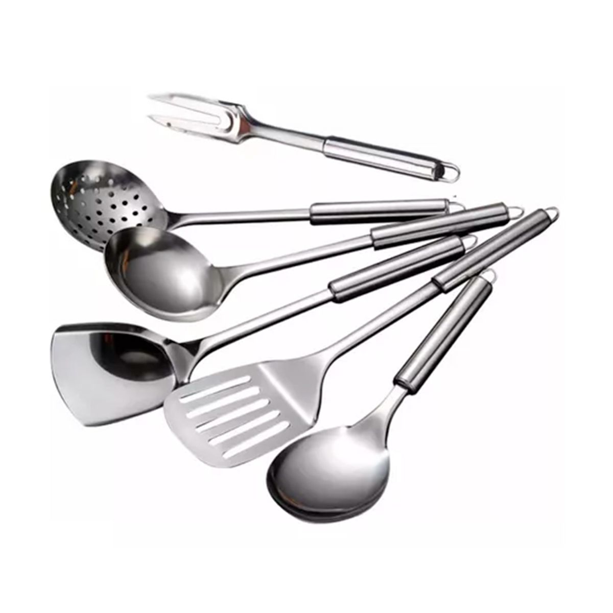 GENERICO - Set 6 Utensilios De Cocina Acero Inoxidable