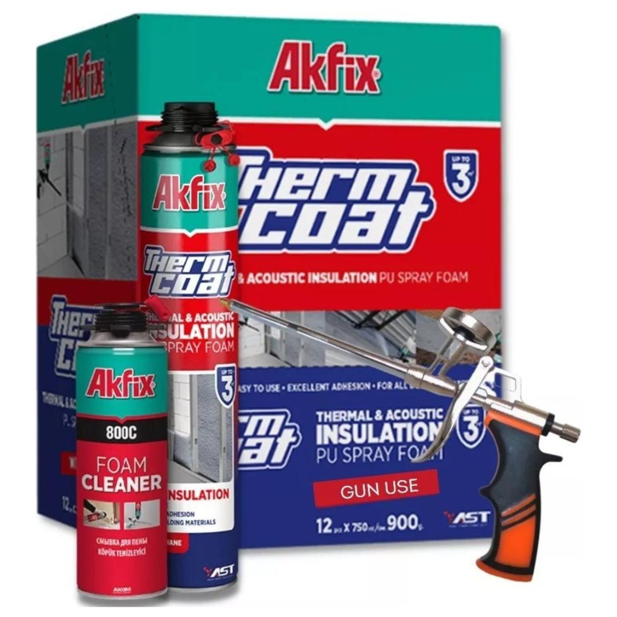 AKFIX - Espuma Poliuretano Proyectado Akfix  Pistola Y Limpiador