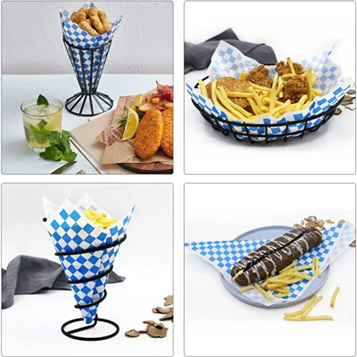 GENERICO - Papel Antigrasa Cuadros Azul 33x33cm 1 X 100 hojas