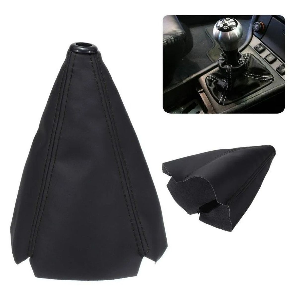 GENERICO - Funda Cubre Palanca De Cambio Auto Universal HILO NEGRO