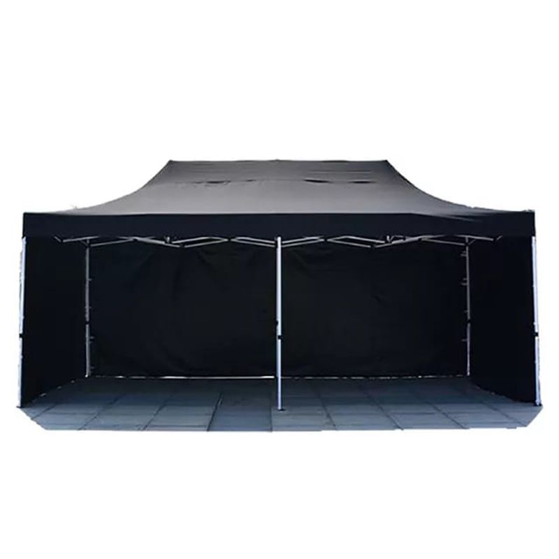 GENERICO - Toldo Plegable 3x6 Lona Impermeable Con Laterales Negro con filtro UV