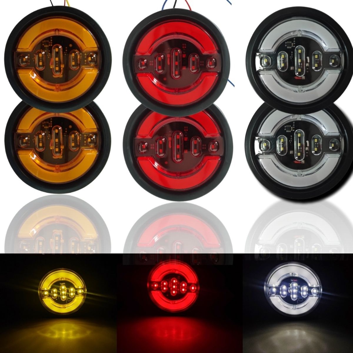 GENERICO - X6 Luz Led Trasera 12-24v Auto Camión Blanco Ámbar Rojo