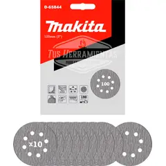 MAKITA - 10 Discos Lija Velcro 125mm (5'') Grano 100 D-65844