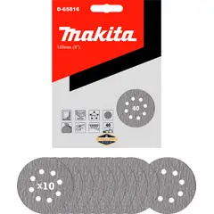 MAKITA - 10 Discos Lija Velcro 125mm (5'') Grano 40 D-65816