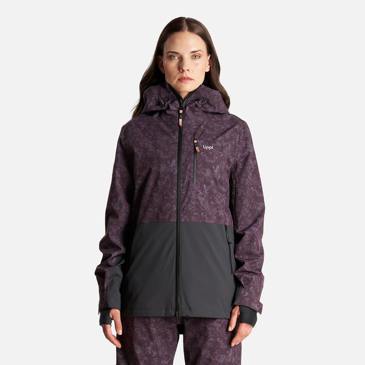 LIPPI - Chaqueta Mujer Sierra Nevada Light B-Dry Hoody Jacket Print Burdeo Lippi