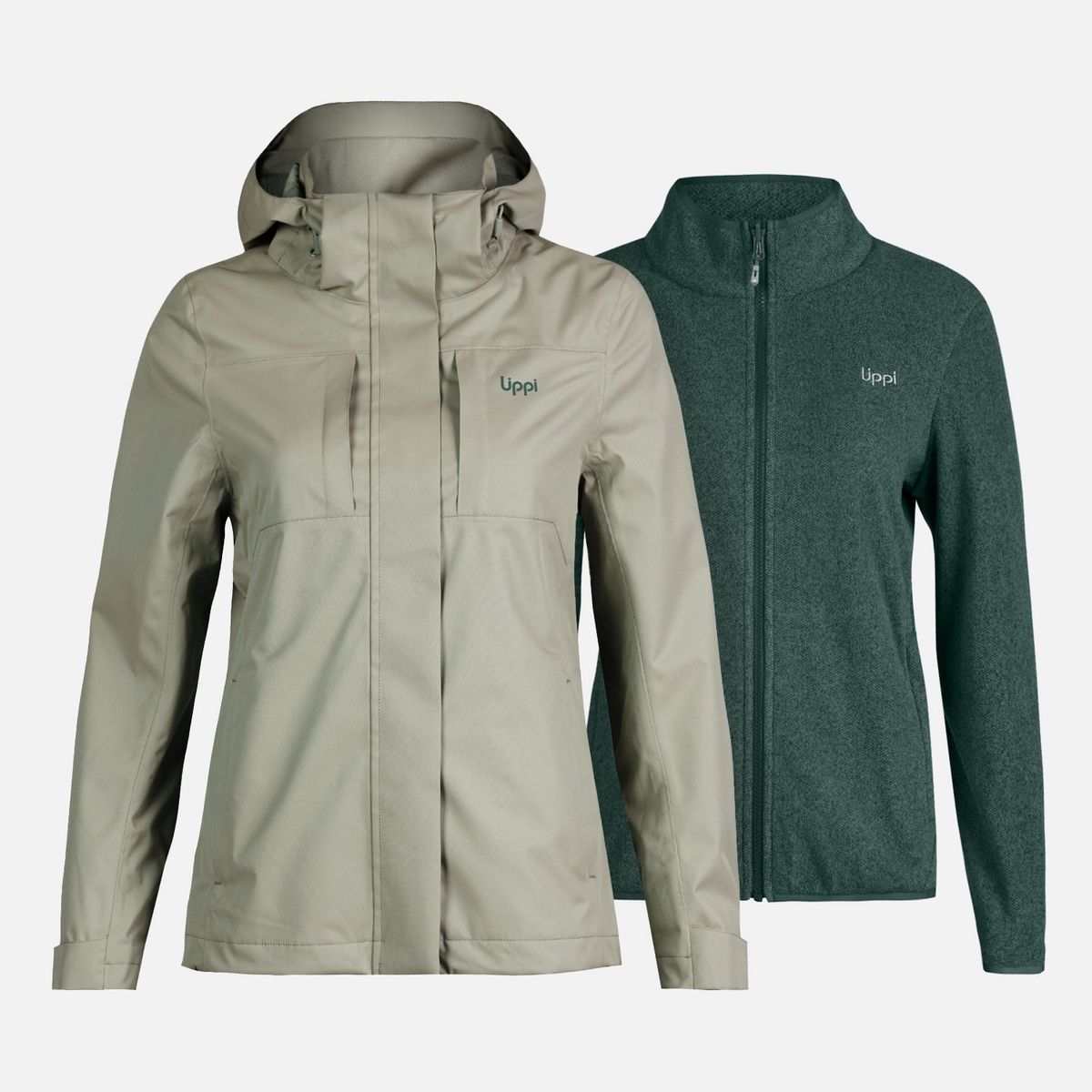 LIPPI - Chaqueta Mujer Tres Cruces Fusion-3 Hoody Jacket Laurel/Verde Botella Lippi