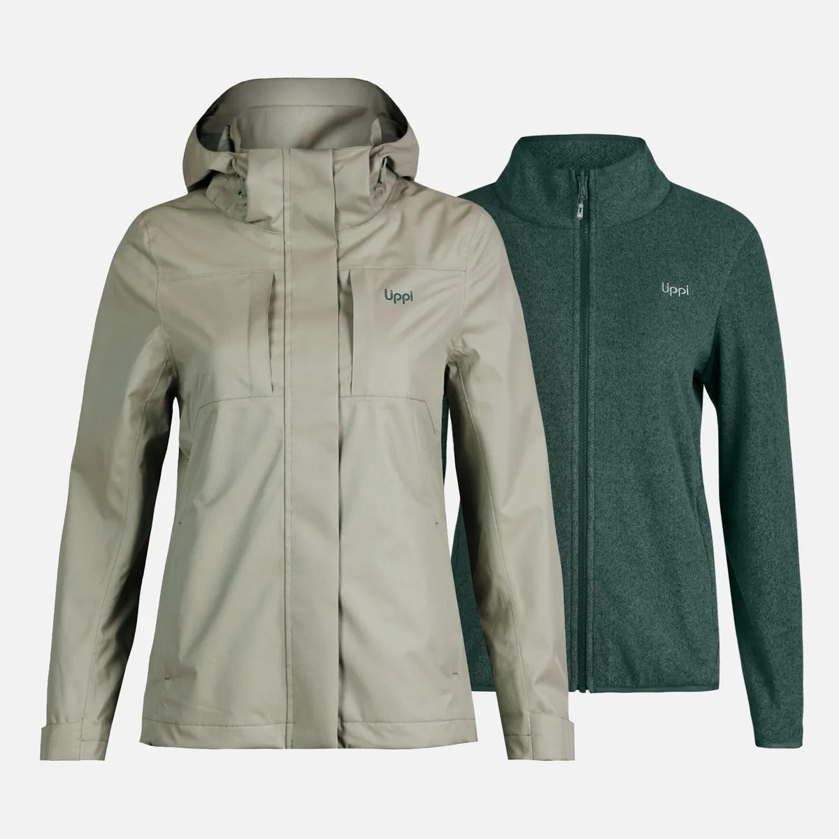LIPPI - Chaqueta Mujer Tres Cruces Fusion-3 Hoody Jacket Laurel/Verde Botella Lippi
