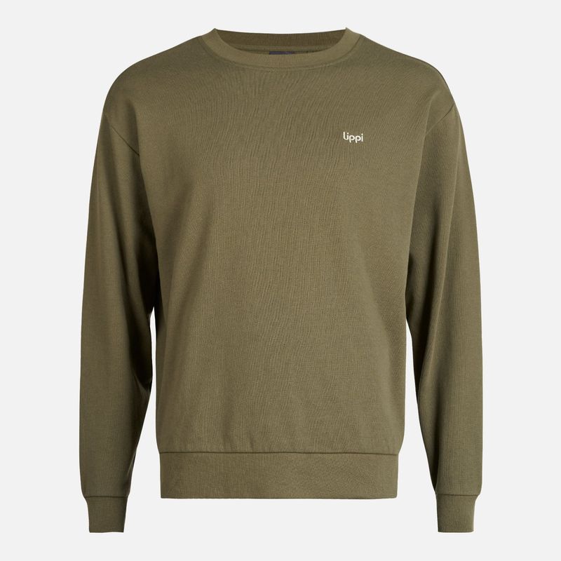 LIPPI - Poleron Hombre Insigne Crewneck Sweatshirt Back Print Verde Militar Lippi